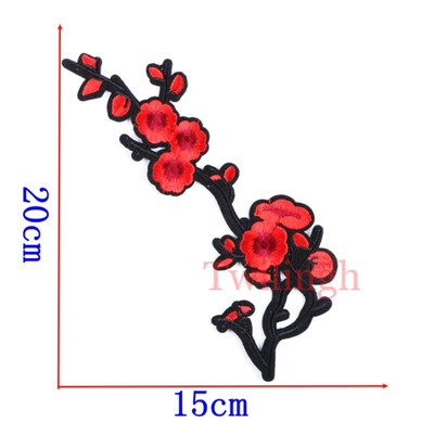 

twilingh Patches Sewing On Iron-On Accessories Red Flower Embroidered Sequined Patches For Women Wedding Dress Clothing