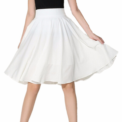 

XINUO® Women Summer Skirts Knee Length 360° Big Swing Skater Party Full Midi Skirt Solid High Waist Trumpet Midi Skirt