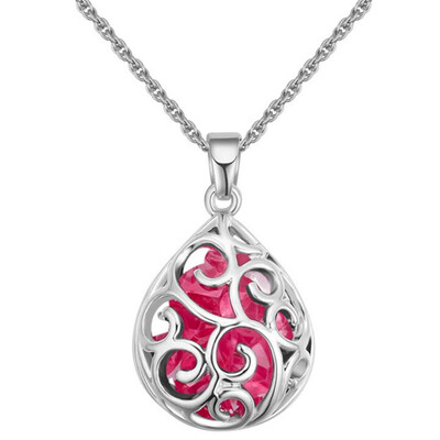 

Water Drop Crystal Necklaces Pendant For Women Fashion Jewelry Accessories High Quality Stylish Bijoux White Gold Plated 27977