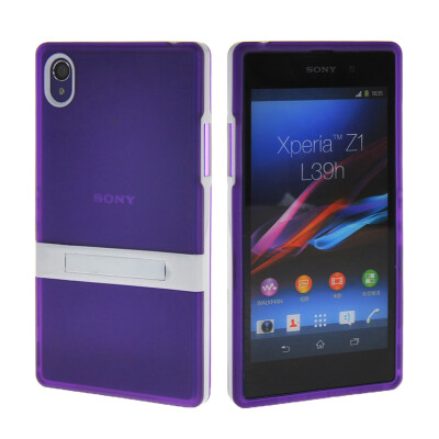 

MOONCASE Soft Flexible Silicone Gel TPU Skin with Kickstand Shell Back Case Cover for Sony Xperia Z1 Purple