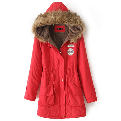 

Thick cotton-padded JacketWinter new arrival fur collar hooded coat womens cotton-padded coat large size