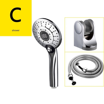

Free Shipping Ciencia ABS Plastic Chrome handheld shower head3-colors 2-setiing water Glow LED Light Temperature Shower head