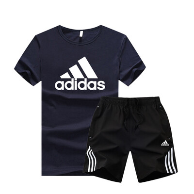 

Damaizhang Brand Hot Sale Men Sport T-shirt With Pant Summer Mens Jogging Set Cotton Breathable Track Suit Running Clothing