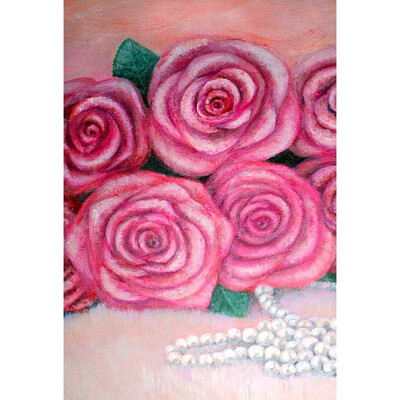 

Hand Painted Roses Photo Backdrop 57FT Vinyl Fabric Cloth Digital Printing Photo Background S-3190