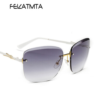 

FEIZATMTA Женские солнцезащитные очки Новый бренд Cat Eye Rimless Eyewear Солнцезащитные очки Gradient Fashion Female Vintage oculos de sol feminino