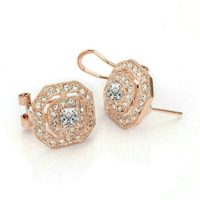

Yoursfs High Qulity Square Clip Earrings For WomenGirl Rose Gold Color Austrian zircon Earring Fashion Jewelry Cuff Earrings