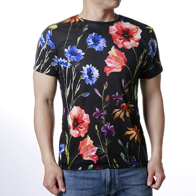 

Mens Fashion Round Neck Short Sleeve Printed Flower T-Shirts