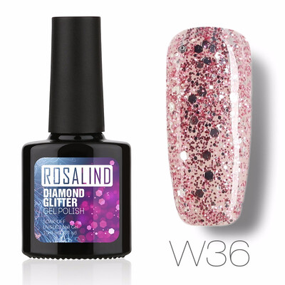 

ROSALIND Gel 1S PBlack Bottle 10ML Diamond Glitter W01-29 Gel Nail Polish Semi Permanent Nail Art UV&LED Soak-Off gel lacquer
