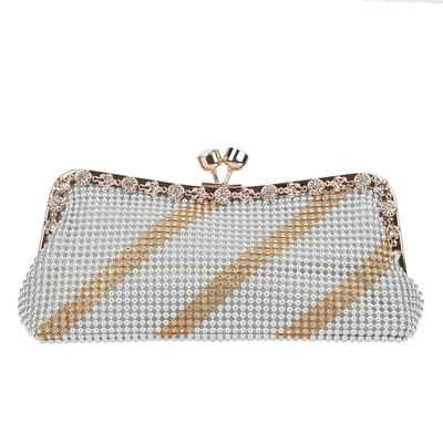 

Fawziya Twill Stripe Wedding Purses Kiss Lock Clutch Purses For Women