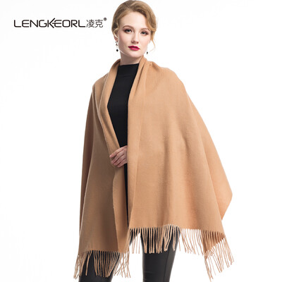 

Lingke LENGKEORL Camel water ripple cashmere shawl scarf dual-use thickening female winter long fashion winter scarf ZYLK04013 Camel