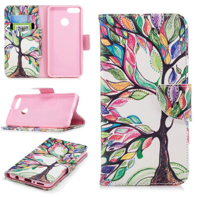 

BEFOSPEY Painting PU LeatherSoft TPU Card Slot Stand Wallet Case For Huawei Y92018593"