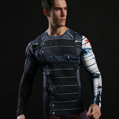 

Hot Sale Fitness MMA Compression Shirt Men Anime Bodybuilding Long Sleeve Crossfit 3D Superman Punisher T Shirt Tops Tees