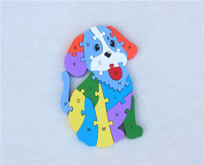 

New Wooden Baby Toy Animal Dog 26 English Letters Puzzle Baby Toy