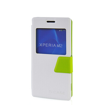 

MOONCASE View Window Leather Side Flip Pouch Ultra Slim Shell Back ЧЕХОЛ ДЛЯ Sony Xperia M2 White