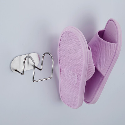 

Hundred words slippers rack bathroom storage toilet wall hanging type punch-free stainless steel bathroom door rear shoe tray drain rack