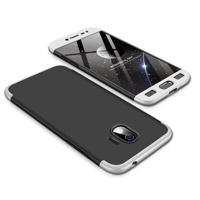 

MOONCASE Three-parts structure design Full Protection Hard Plastic Combination Case for Samsung Galaxy J2 Pro 2018 Black Silver