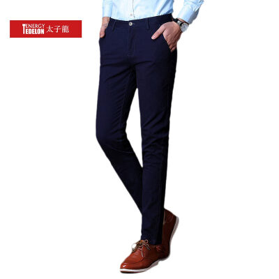 

Taizi Long TEDELON Casual Pants Thin Section Business Youth Cotton Stretch Straight Slim Pants JF-1620 Navy Blue 33