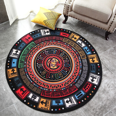 

Huiduo HUIDUO creative ethnic style carpet Maya pattern living room coffee table sofa carpet home computer chair round carpet 9090CM