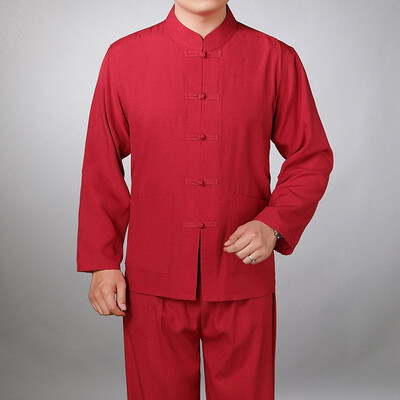 

Middle aged&old mens Tang suit long sleeved suit spring&autumn old man Chinese father Chinese tunic suit Chinese styl