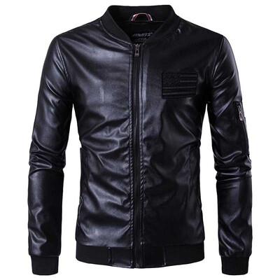 

Mens Fashion Winter Warm Jacket Long Sleeve Casual PU Leather Jacket