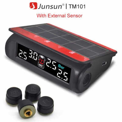 

Junsun Car TPMS Tire Pressure Monitoring System Solar Charging VA HD Digital LCD Display Auto Alarm System Wireless With Sensor