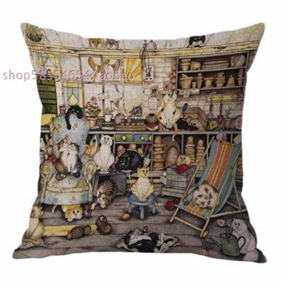 

Cntomlv New Cartoon Cat Cushion Covers Pillow Cover Printed Cat For Home Kids Room Decoration