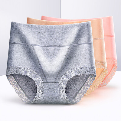

Dream time 4 strips waist triangle pants cotton fabric lace ladies underwear 4258 gray black skin light powder