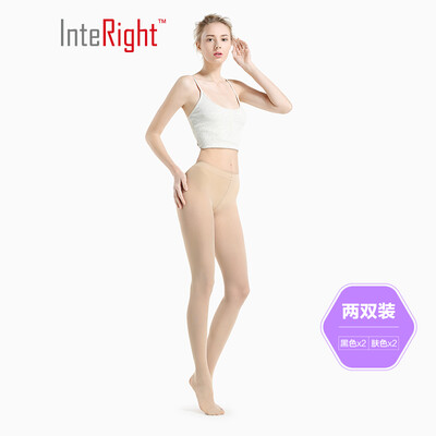 

INTERIGHT stockings female anti-hook wire non-diffusion random cut plus mask stockings pantyhose 2 double boxed black