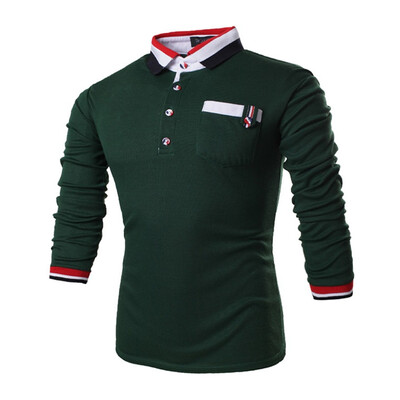 

Zogaa New Mens POLO Shirt Splice Fashion Slim Long Sleeve
