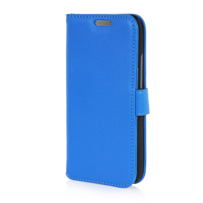 

MOONCASE High quality Leather Wallet Flip Card Slot Pouch Stand Shell Back ЧЕХОЛ ДЛЯ HTC One Mini 2 M8 Mini Blue