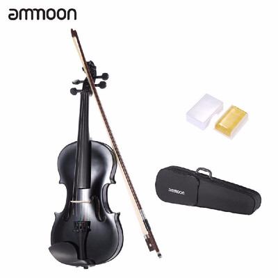 

ammoon 34 Student Violin Metallic Black Equipped with Steel String w Arbor Bow Case for Beginners Music Lovers