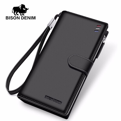 

Luxury Brand Men Wallet Cowskin Leather Mens Purse Zipper Pocket High Quality Male Clutch Genuine Leather Purse Men N8206-1B