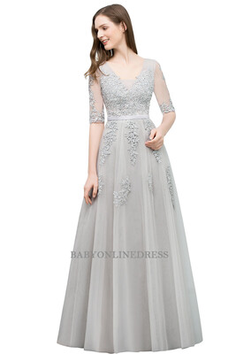 

Babyonline 2018 Half Sleeves Dust Pink Lace Evening Dresses 2018 Backless Applique Long Party Dresses