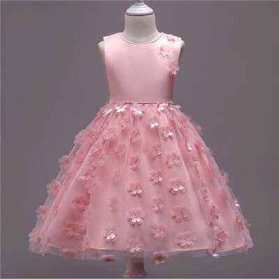 

New Girl Childrens Lace three-dimensional petal dress child Princess Dress Wedding Christmas Party Dress