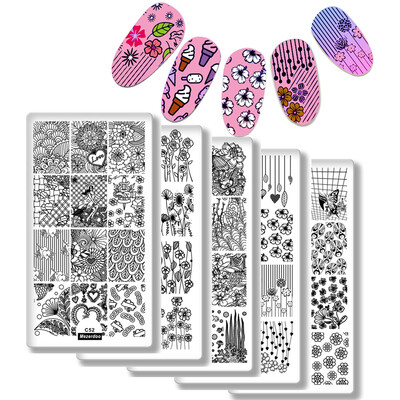 

10Pcs Various Design Nail Stamping Plates Set Flowers Love Snake Nail Art Polish Stamp DIY Template Manicure Nail Tools Stencil