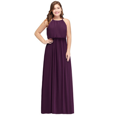 

Evening Long Prom Dress Formal Party Bridesmaid Gown Chiffon A-line Dresses Plus Size
