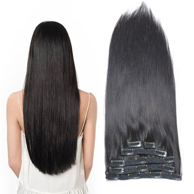 

Bhf Hair Clip In Hair Extensions Virgin Brazilian In Human Hair For White Women Natural Black Hair Weave 6PcsLot 70G 1B 2