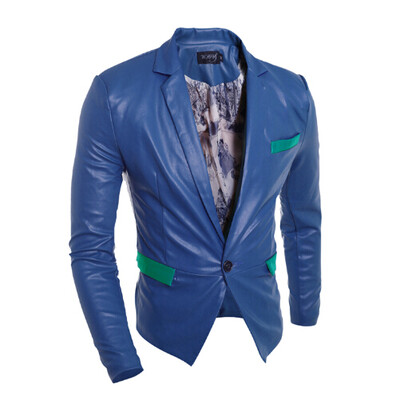 

Zogaa New Mens Leather Clothing Contrast Color Washing Fashion SLim