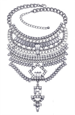 

Idealway Bohemian New Fashion 2 Colors Gold Silver Chunky Crysstal Rhinestone Choker Necklace Women Jewelry