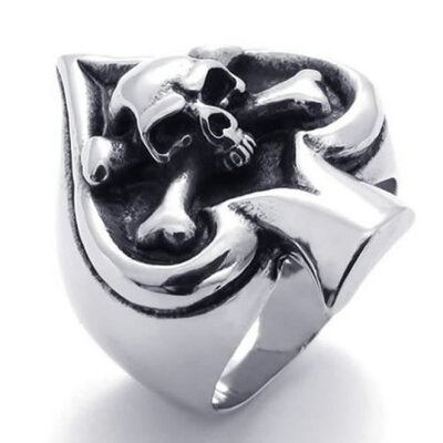 

Hpolw Vintage Gothic Skull Biker Tribe Ace of Spades silver Stainless Steel Creative Charm Mens Ring,durable in use