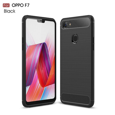 

Goowiiz Phone Case For Oppo F7F5A73 Fashion Slim Carbon Fiber TPU Soft Silicone Prevent falling
