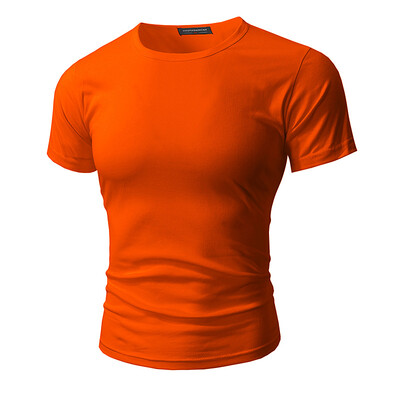 

2018 Summer Mens Round Neck Loose Short Sleeve Korean Cotton Slim T-Shirt Sports Gentleman Top