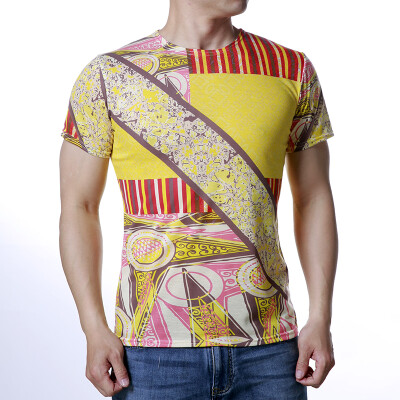 

Mens O-Neck Pullover Colorful Print T-Shirts