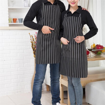 

Cntomlv Men Adjustable Adult Black Stripe Bib Apron with 2 Pockets Chef Waiter Kitchen Cook