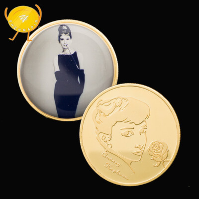 

British actress audrey Hepburn commemorative coin gold-plated love coin
