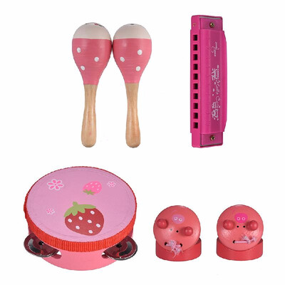 

Wooden Percussion Instruments Musical Toys Set Including Tambourine Maracas Castanets Harmonica for Kids Children Toddlers