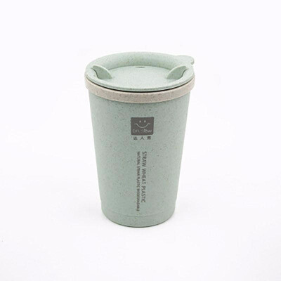 

DIHE Wheat Straw Double Deck Open Cup Convenient Cute Heat Preservation