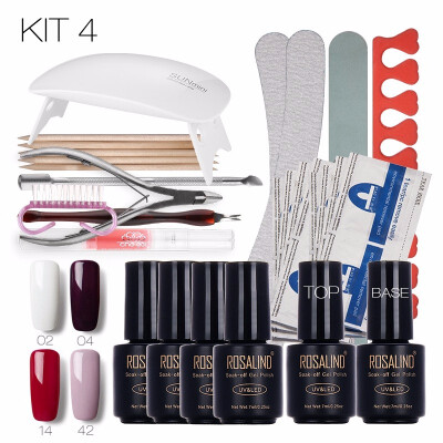 

ROSALIND Nail Art Tools Set Cure 6W UV Lamp Gel Polish Soak Off Base Coat Top Coat Gel Nail Manicure Kits gel lacquer