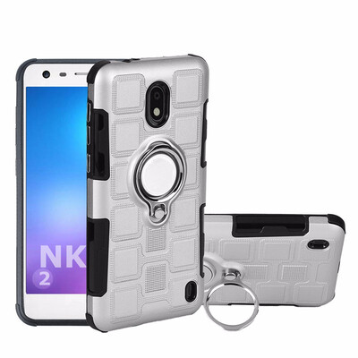 

SHS Phone Case For Nokia 28 Luxury Armor Ring Bracket Silicon TPU Lattice texture Protection
