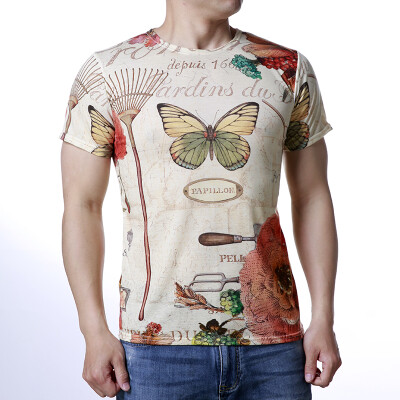 

Round Neck Short Sleeves Feather Printed T-shirts